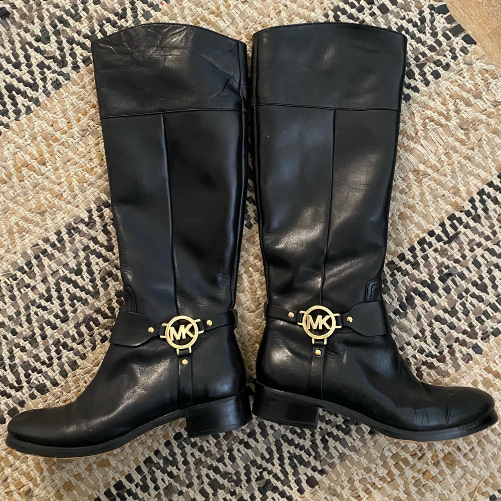 Black leather boots